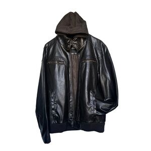 Men's Black Bomber Jacket with Hood
